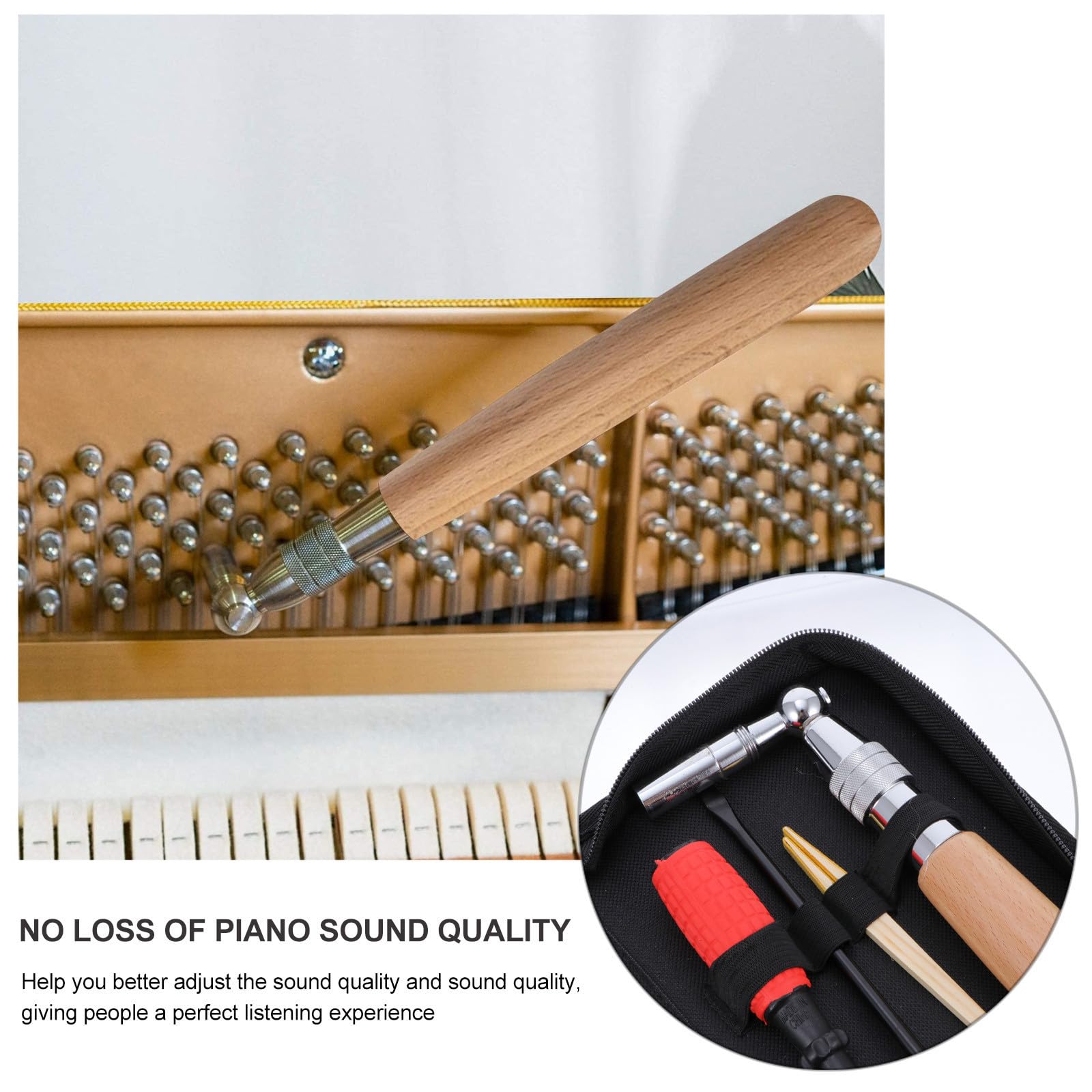 POPETPOP 16 Pezzi Kit per Accordatura Pianoforte, Strumenti di Accordatura per Piano, Nero, con Custodia, per Studenti