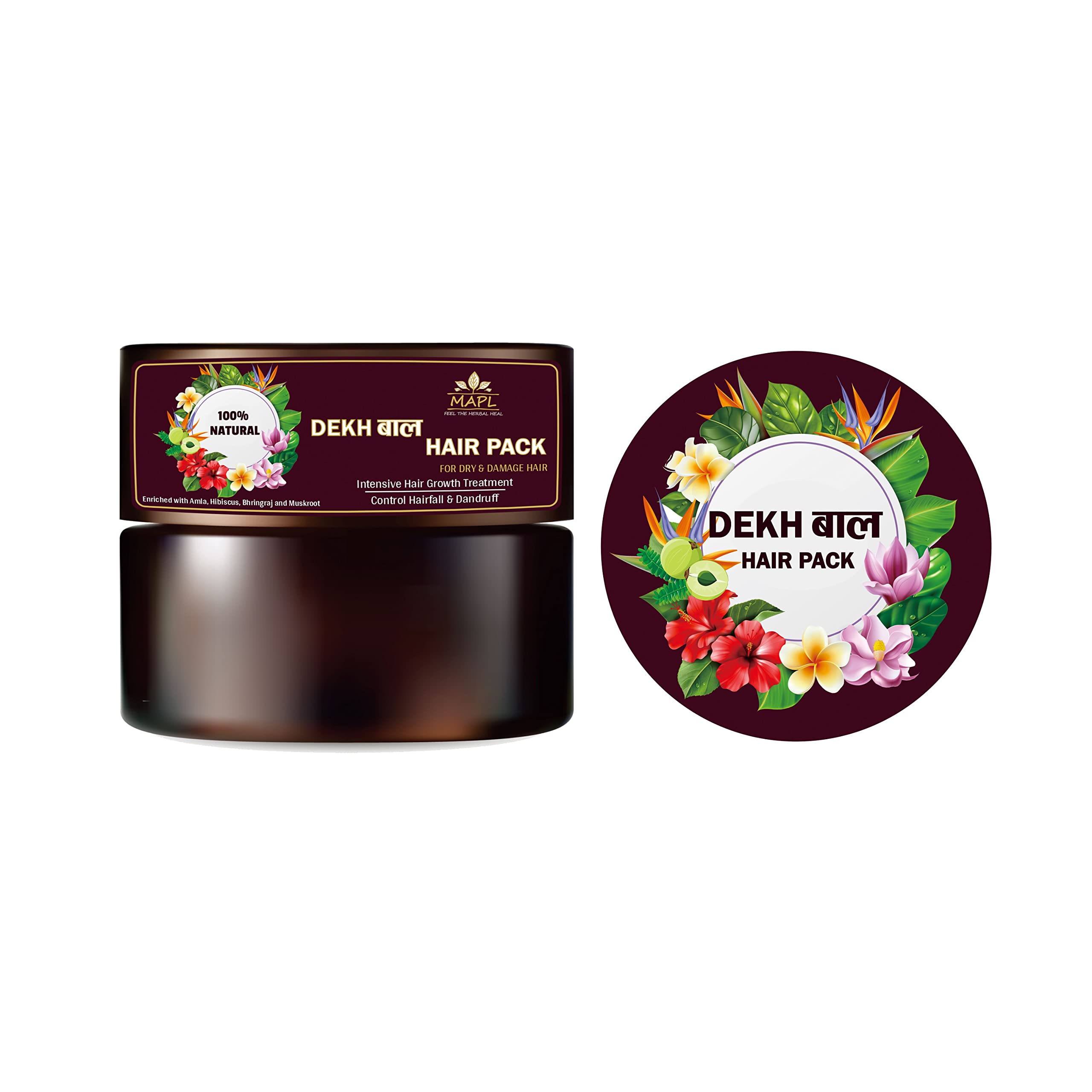 MAPL Dekh Baal Hair Pack Ayurvedic Herbal Care Mask With Amla Hibiscus Bhringraj And Muskroot For Dry Hair Scalp Care Smooth Texture And Daily Routine 200 g-image-45