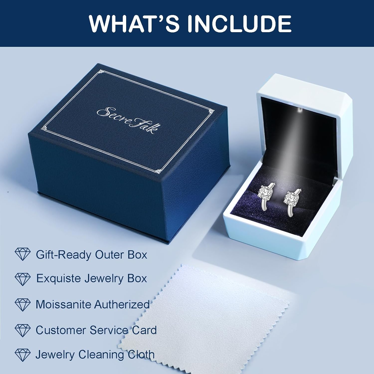 1-2ct Moissanite Hoop Earrings for Women,C4P D Color Simulated Moissanite 925 Sterling Silver Earrings with Certificate of Authenticity - Image 7