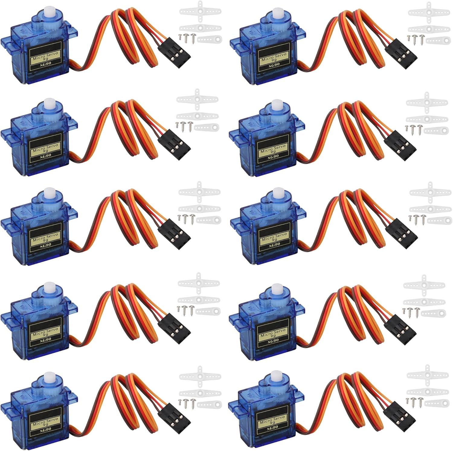 TowerPro SG90 9g Micro Servo Motor 180 Degree Rotation - High Torque Control for Robotics, RC Models, Drones, and DIY Projects - Pack of 10 - Durable Lightweight Design-image-4
