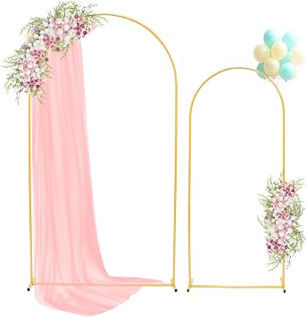 Toodour Arch Backdrop Stand 7.2FT, 6FT Set of 2 Gold Metal Wedding Balloon Arch Stand for Birthday Anniversary Graduation Ceremony Opening Ceremonies Christmas New Year Garden Decorations
