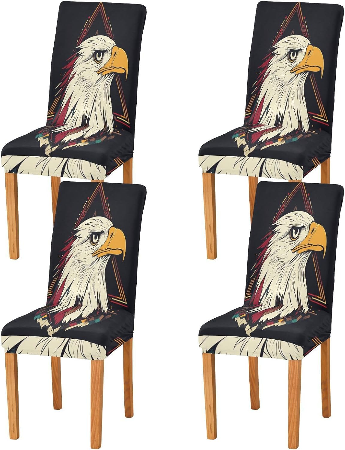 ALAZA Chair Covers for Dining Room, Indian Boho Geometric Eagles Stretch Chair Cover Sets Chair Protector Removable Washable for Ktichen Restaurant Hotel
