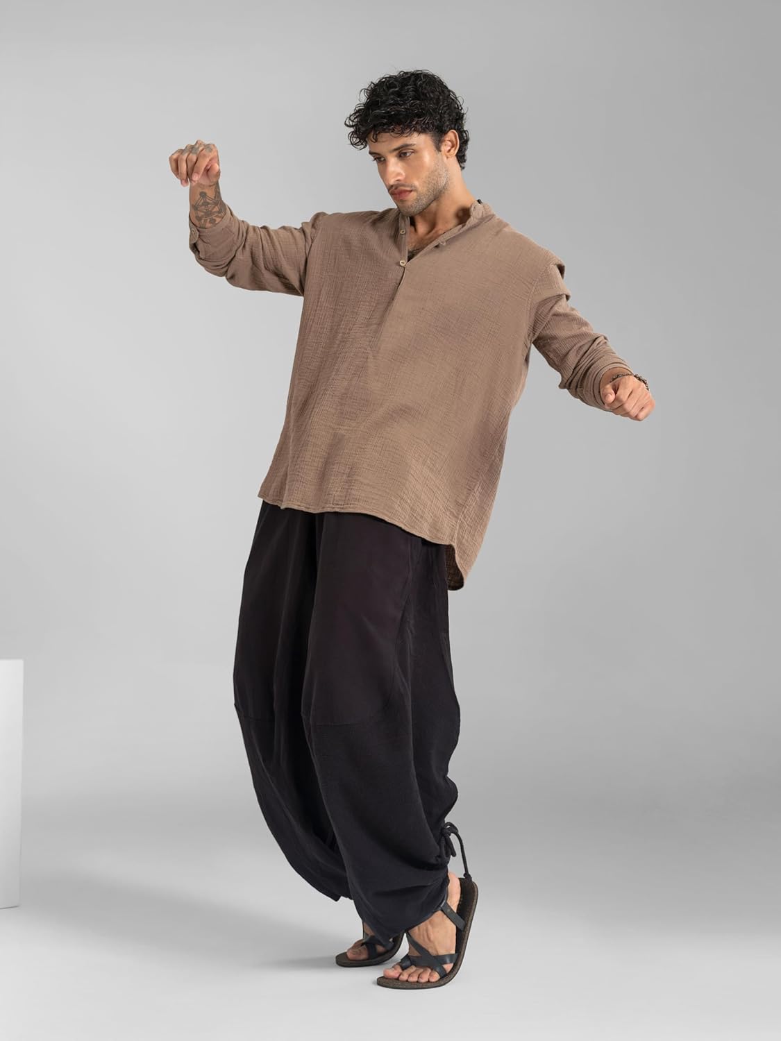 The Veshti Company Men’s Cotton Bali Harem Pants – Relaxed Fit Yoga Lounge – Casual Summer Beach Trousers - Image 2