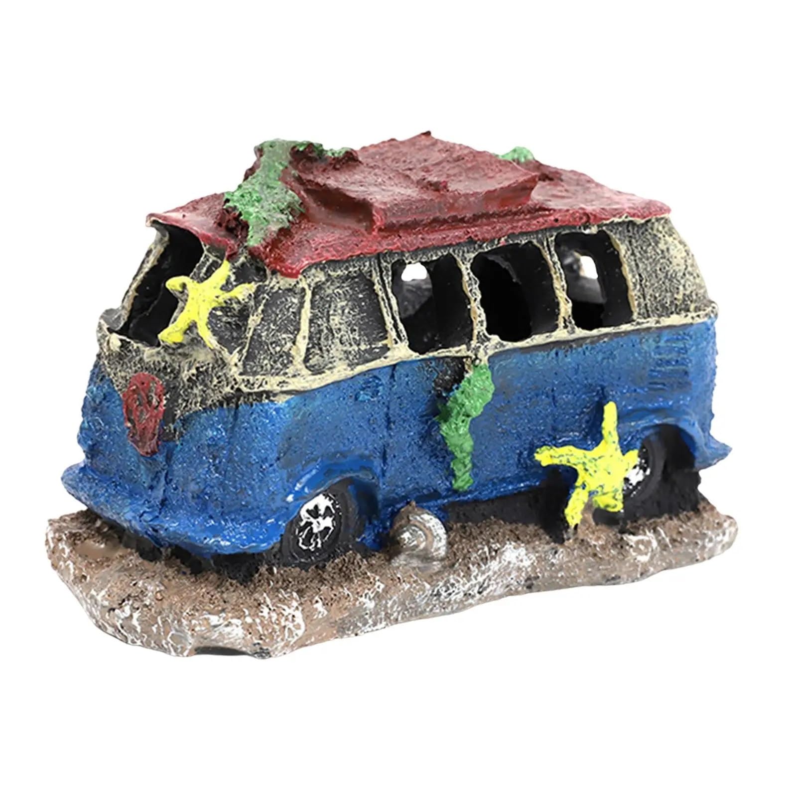 AYWTIUN aquarium ornaments Resin Car Wreck Aquarium Decoration Shelter Fish Hideout for Aquatic Pets to Breed Prawn Spawning Rest Play