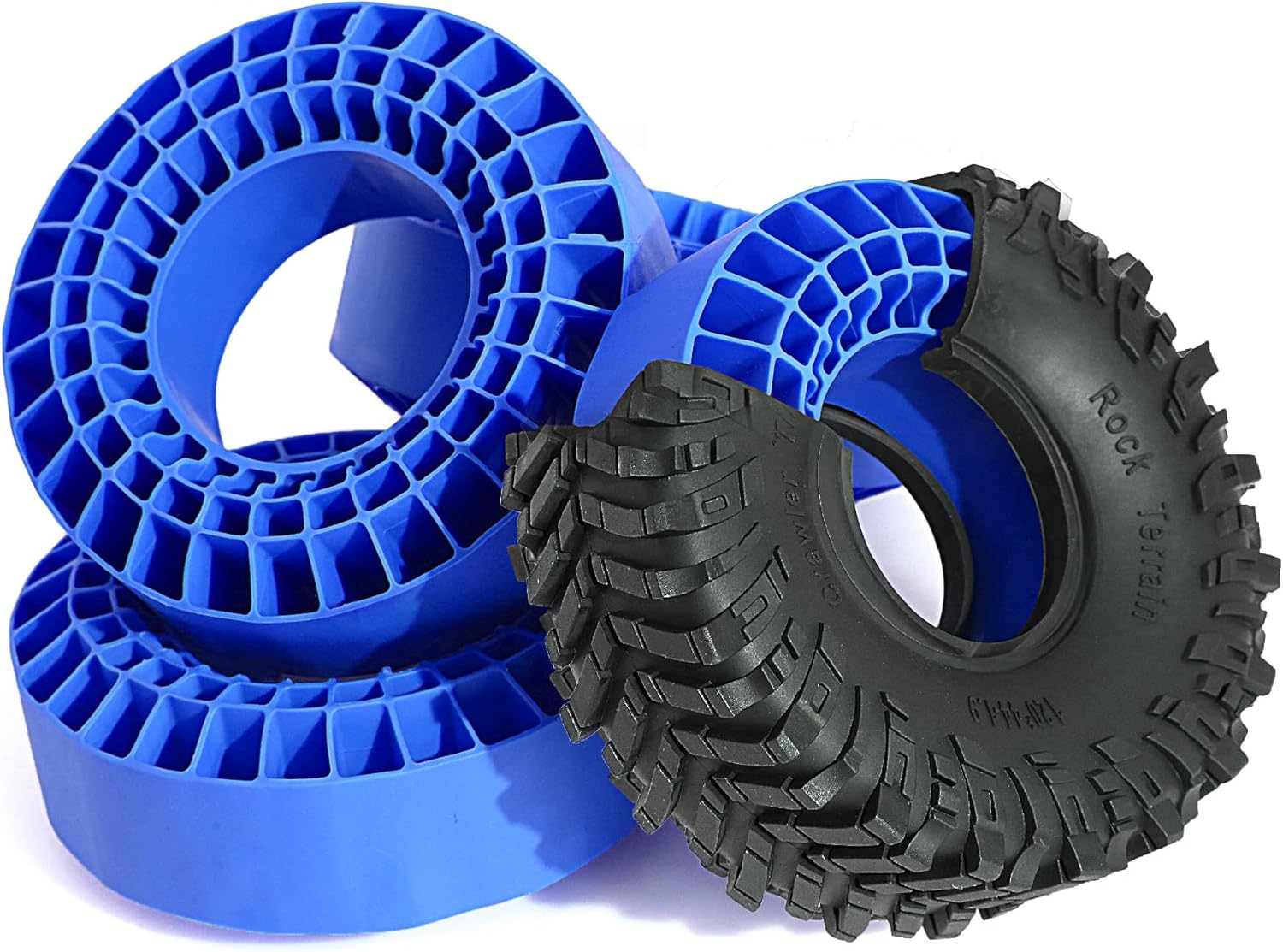 1.9 RC Silicone Liner Crawler Tires 4.72“OD All Terrain Mud Tyres Set Fit for 1/10 RC Crawler Axial SCX10 90046 SCX10 III AXI03007 Tamiya CC01 D90 D110,4PCS