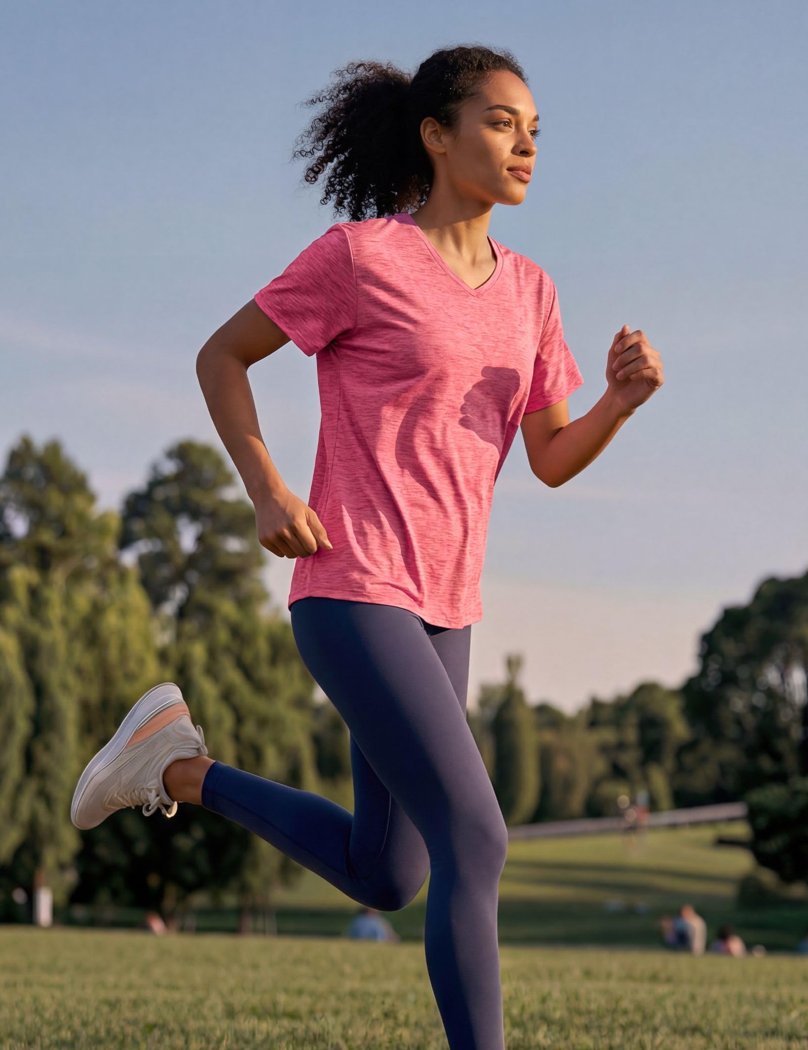 Workout Tops for Women 5 Pack UPF 50+ Quick Dry Short Sleeve V Neck Womens Athletic Tees Yoga T Shirts — view 3