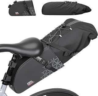 KEMIMOTO Satteltasche Fahrrad wasserdicht 13L, Bikepacking Tasche mit herausnehmbarem Innensack, 2-in-1 Design & Formstabil für Gravel Bike, Rennrad, MTB & E-Bike – Schwarz