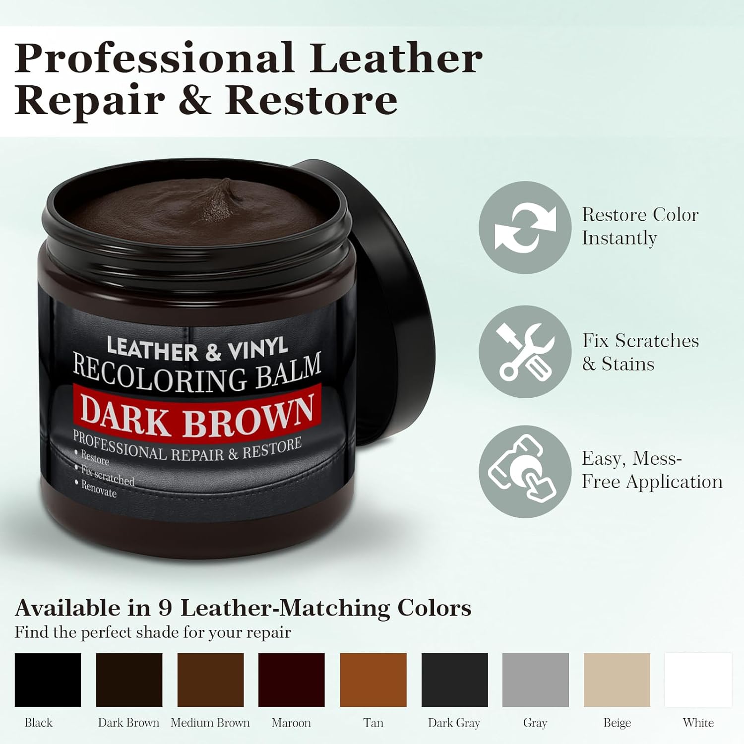 Leather Color Restorer, Recoloring Balm, Scratch Remover, Dye, Paint, Repair Kit for Furniture, Couches, Car Seats, Shoes, Bags, Tan - Image 2