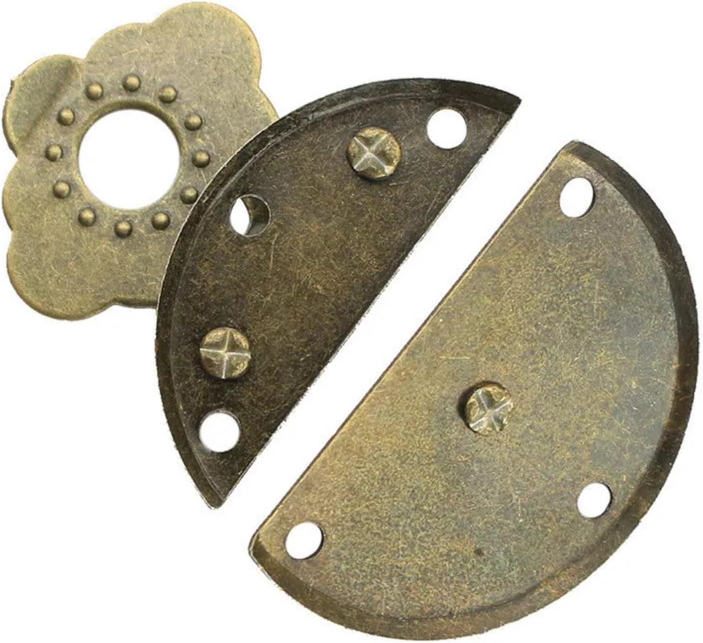 2Pcs Antique Bronze Hasp Lock Round Alloy Latch Hook Jewelry Wood Box Suitcase Cinet Furniture