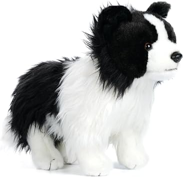 Dog Stuffed Animal, Border Collie Plush, Lifelike Border Collie Stuffed Animal - Soft Dog Plush Toys, Black And White, 27cm/10.63inch