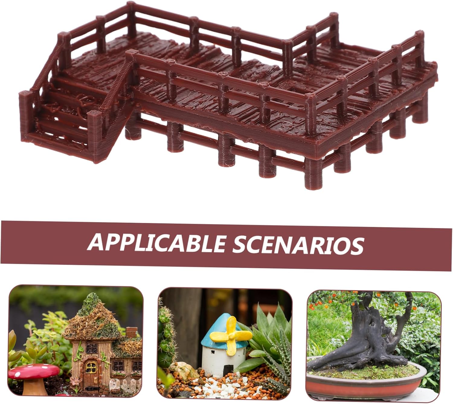 Levemolo Miniature Chinese Garden Bridge Plastic Landscape Ornament Decorative Bridge for Desktop and Table