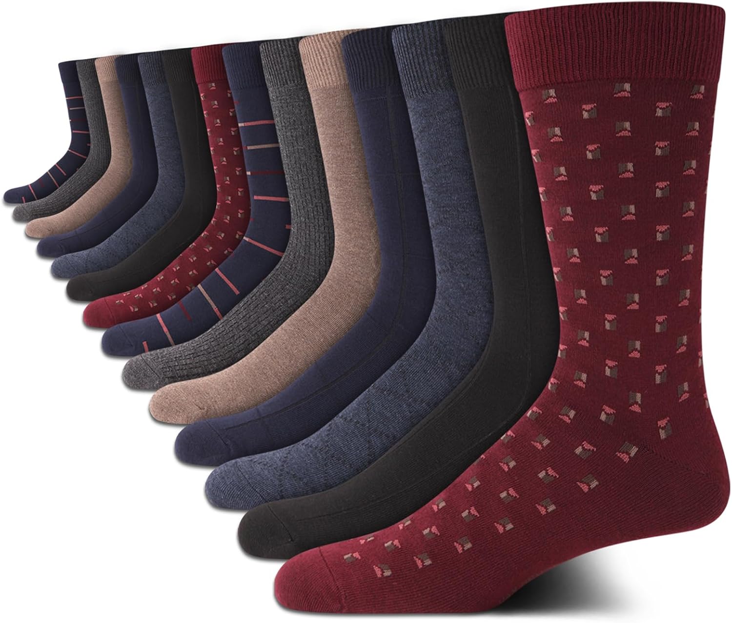 Van Heusen Mens Dress Socks - 14 Pack Soft Stretch Moisture Wicking Stay Up Casual Work Socks for Men (Sizes: 6-12.5)