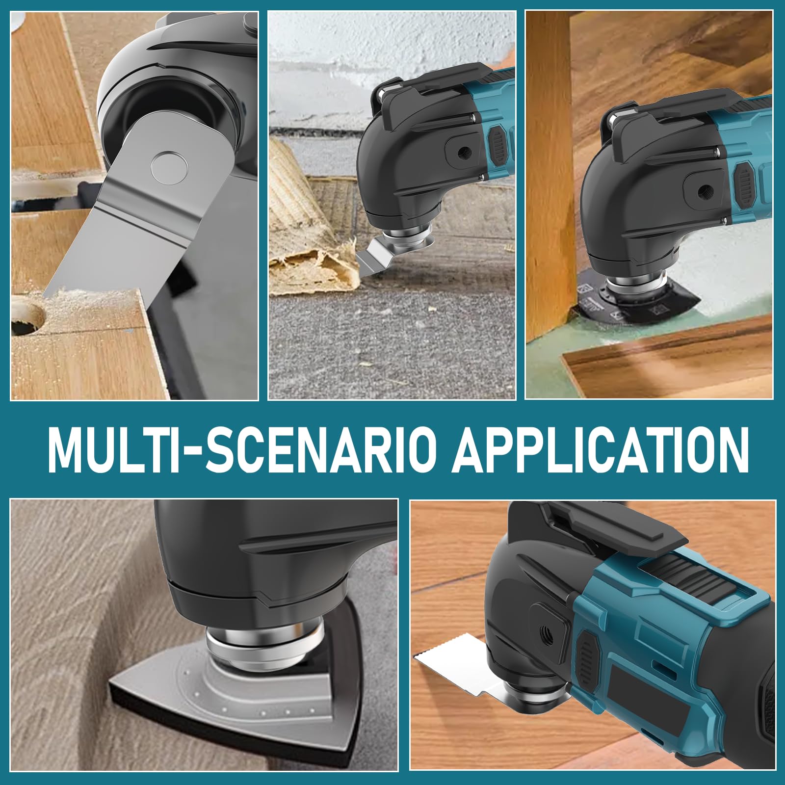 Herramienta multifunción a batería, herramienta oscilante a batería con ángulo de oscilación de 4° y 6 velocidades a 20000 rpm, sin escobillas, para eliminar, raspar y cortar (2 baterías de 1500mAh)