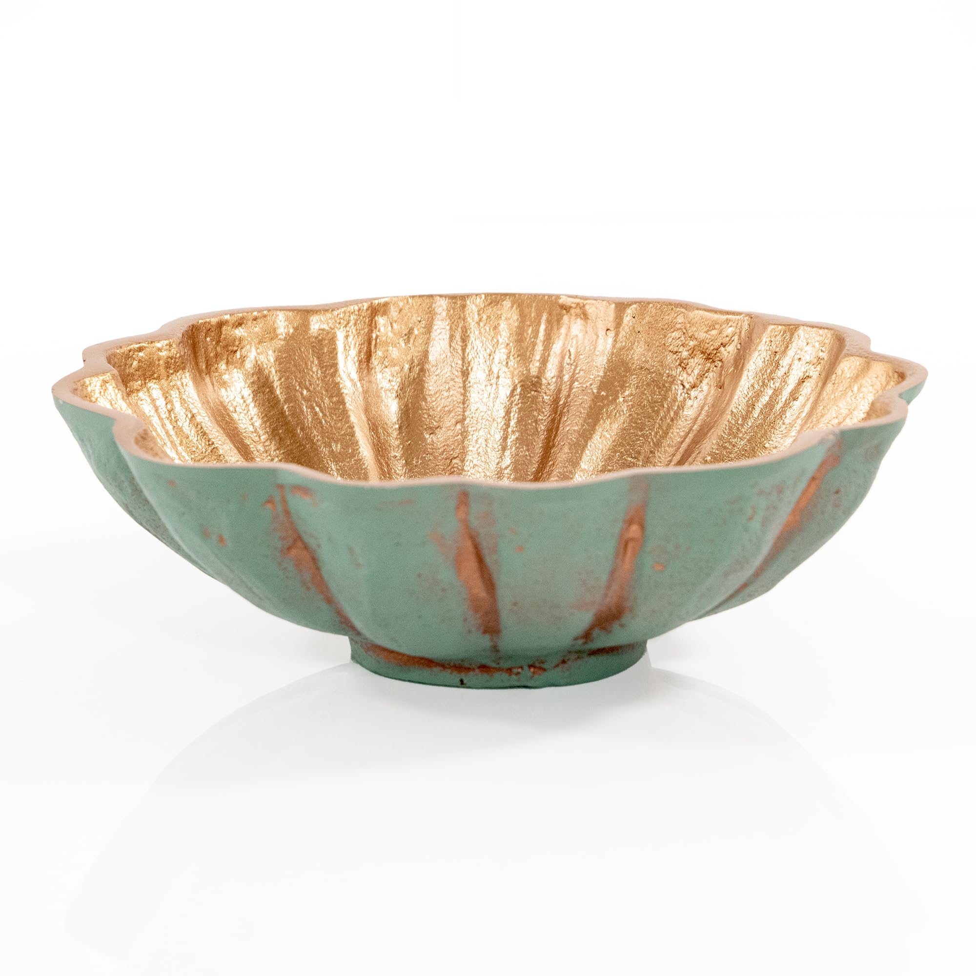 ANDALUCA Round Turqouise Bronze Finish Metal Decorative Bowl (Medium)