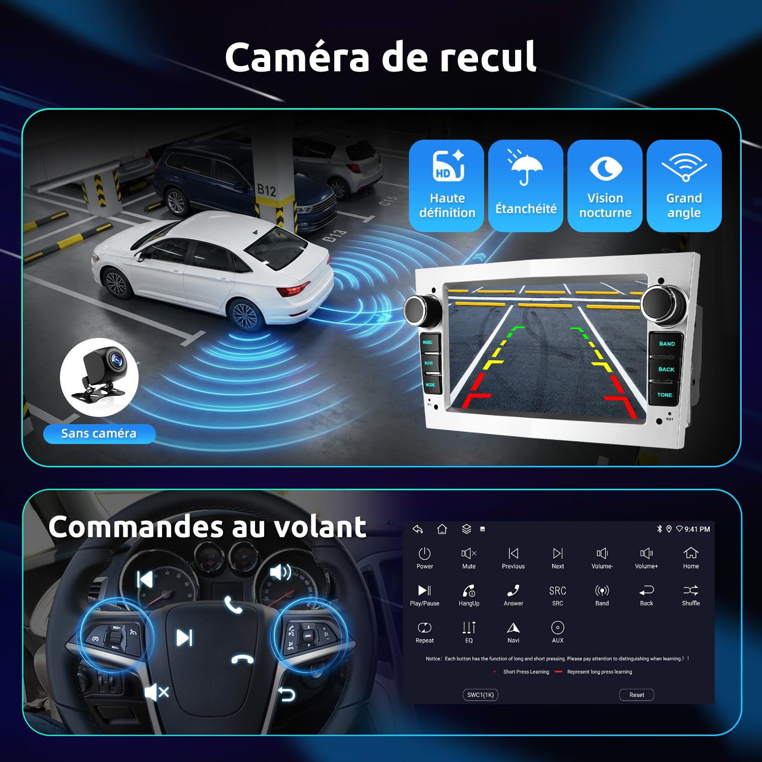 Autoradio 7" Android 15 CarPlay sans Fil pour Opel Corsa D/Astra H/Zafira B | 4Go RAM + 64Go ROM, Android Auto Sans Fil, GPS, WiFi, Bluetooth, Commandes au Volant