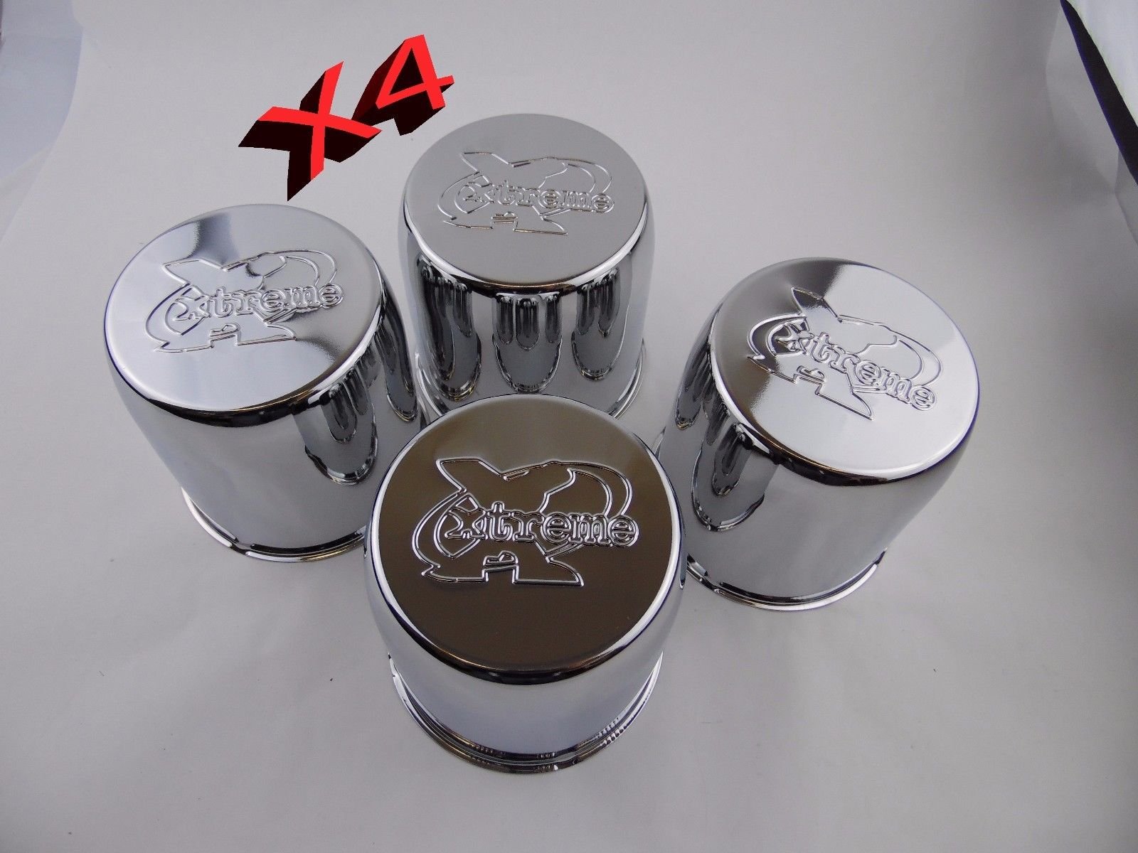 4 Xtreme Wheels Center Cap Push Thru Steel Chrome Tall 4.24" X 4.16" Center C102