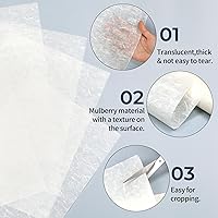 Vista 2 de FIVEIZERO - 50/100 hojas de papel de morera A4, papel de arroz de fibra natural, 8.3 x 11.7 pulgadas, papel de seda natural para decoupage