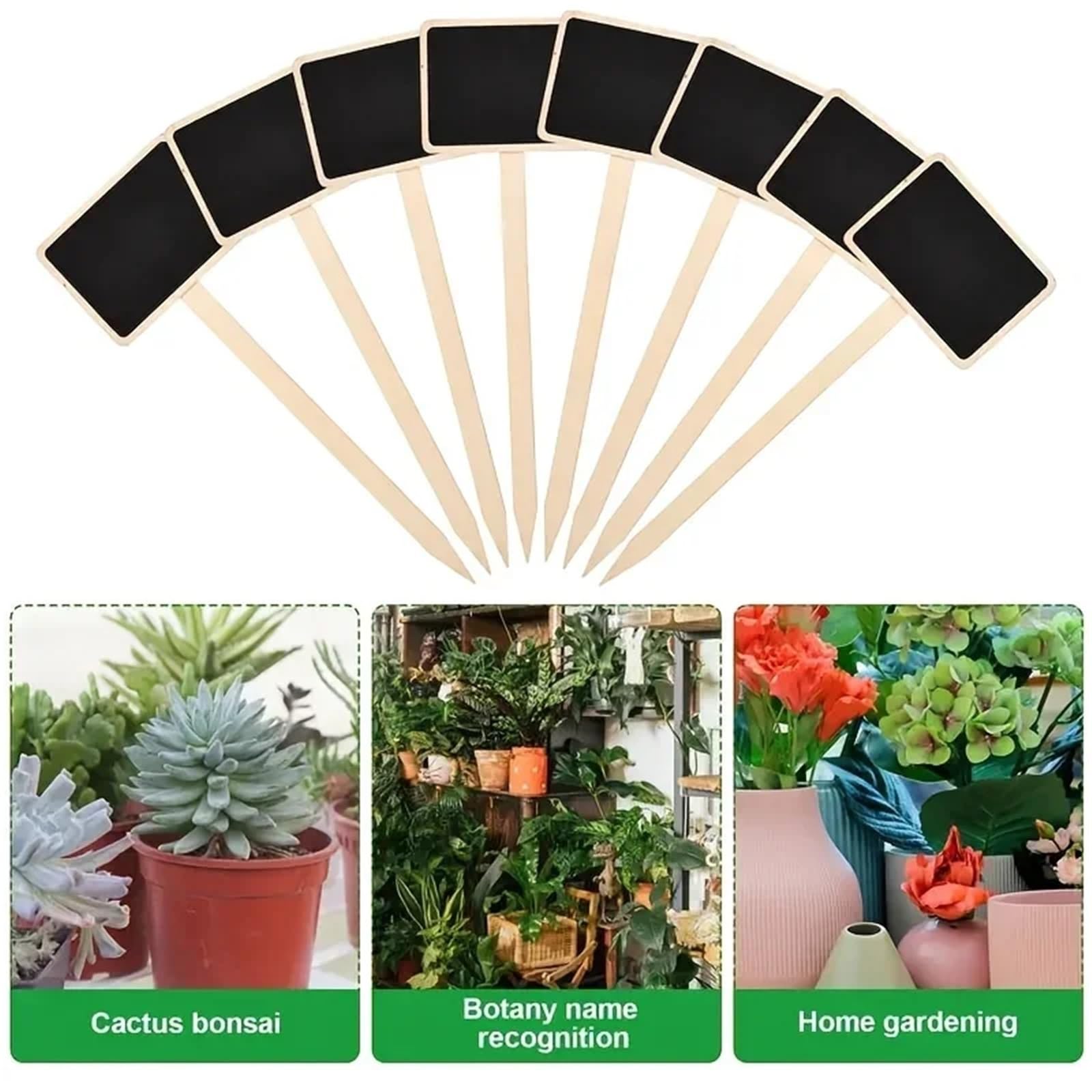Lot de 100 étiquettes rustiques en bois pour plantes en forme de T, tableau noir, tableau à message à fixer au sol
