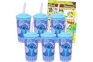 Lilo & Stitch Party Cups for Kids - 6-Piece Set with Lid and Straw
