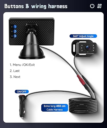 Miniatura 4 de Cámara de coche de bebé para asiento trasero HD con visión nocturna, ángulo de visión ajustable, fácil instalación, cámara giratoria de 360,