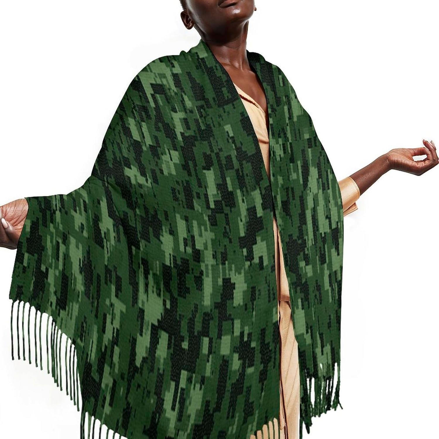 Green Army Digital Camouflage Scarf for Women Men Classic Fashion Blanket Scarves Soft Cashmere Feel Scarf Cold Weather Warm Long Shawl Winter Large Scarves Classic Blanket Scarfs Thick