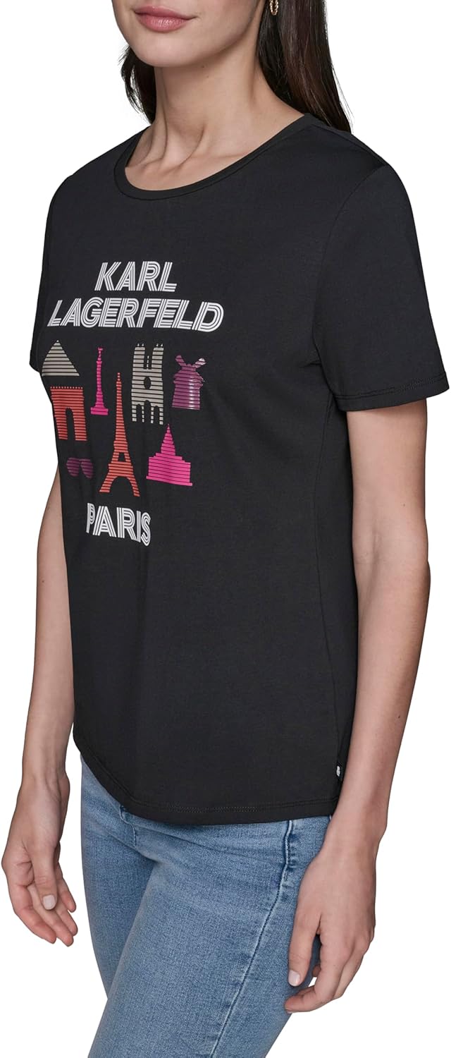Karl Lagerfeld Womens Soft Everyday Logo Casual T-Shirt - Image 3
