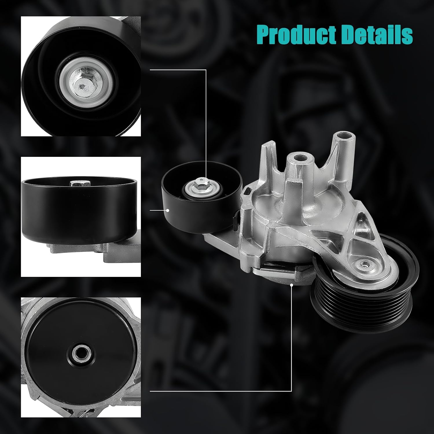 AULINK 3C2Z6B209AA Belt Tensioner Assembly with Pulley (6.0L V8) For Ford F-250/F-350/F-450/F-550 Super Duty 2003-2007,Excursion 2003-2005,E-350/E-450 Super Duty 2004-2010 3C2Z6B209CA BT70