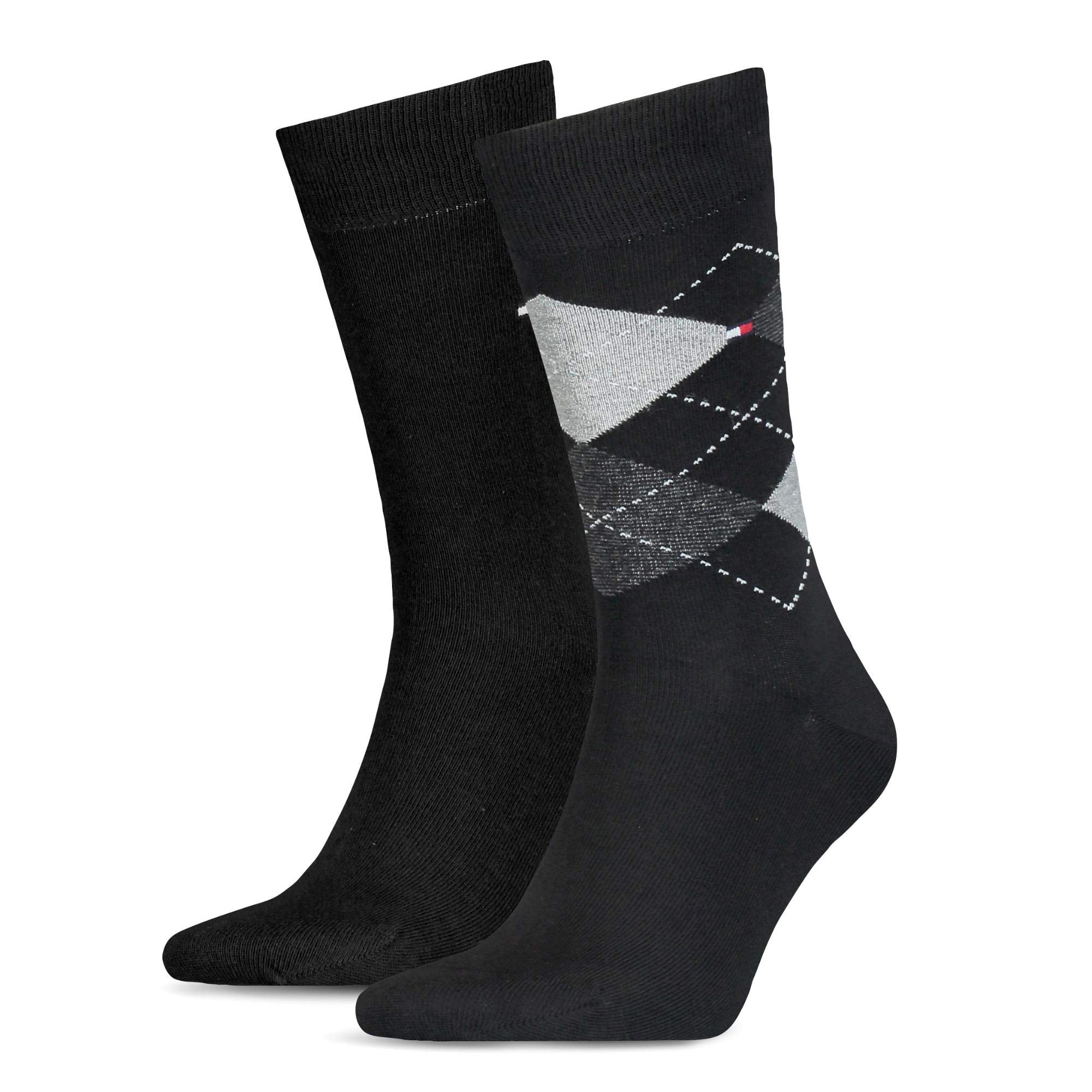 Tommy Hilfiger - Casual Womens Socks - 2 Pack - Womens Clothing - Ladies Socks - Ankle Socks - Signature Embroidered Logo - Black - UK 6 TO 7.5
