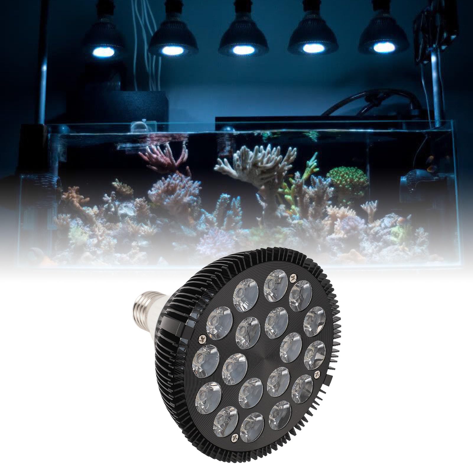 Fockety Ampoule LED pour Aquarium, Lumière pour Aquarium D'eau Salée, Spectre Complet pour Plantes Aquatiques, Lampe de Culture, Lumière de Refuge, Lumières LED pour Récif, pour Corail,