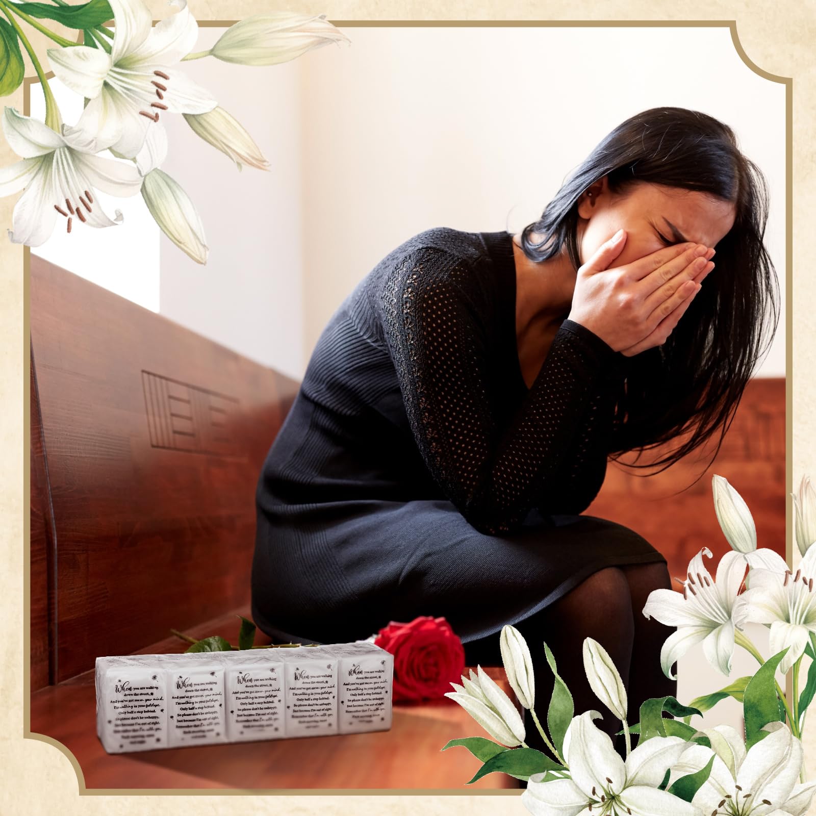 Sinmoe 60 fazzoletti per il viso, poesia ispiratrice, fazzoletti tascabili a 3 veli, formato mini da viaggio, fazzoletti commemorativi per funerali, ospiti, parenti, familiari e amici