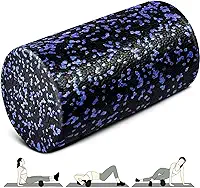 Yes4All Rolo de espuma redonda de alta densidade, rolo de espuma de exercício para ioga, pilates e alongamento - salpicado azul - 30,5 cm