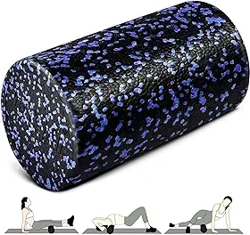 Yes4All Rolo de espuma redonda de alta densidade, rolo de espuma de exercício para ioga, pilates e alongamento - salpicado azul - 30,5 cm