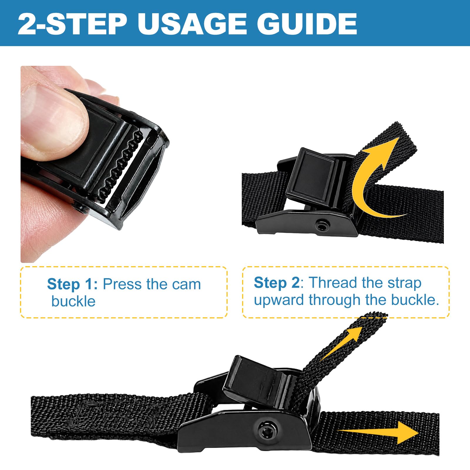 Cam Buckle Straps - 4 Pack, Secure Your Cargo -4 Cam Buckle Straps - 4 Pack, Secure Your Cargo -4