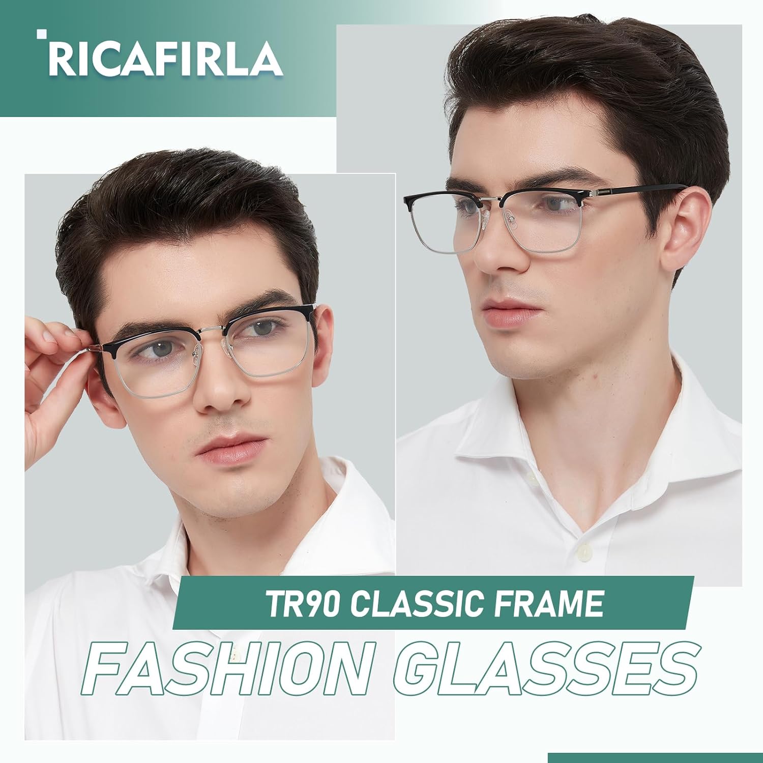 Classic Non Prescription Glasses Clear Lens Classic Driving Blue Light Cheater Metal Eyeglasses Designer Men - Image 2