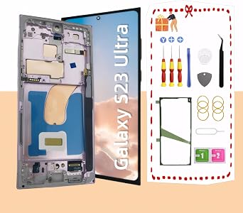 OLED for Samsung Galaxy S23 Ultra 5G LCD Screen Replacement for Samsung S23 Ultra Touch Digitizer Screen Display Assembly with Frame Toolkits S918U S918A US Version(Lavender)