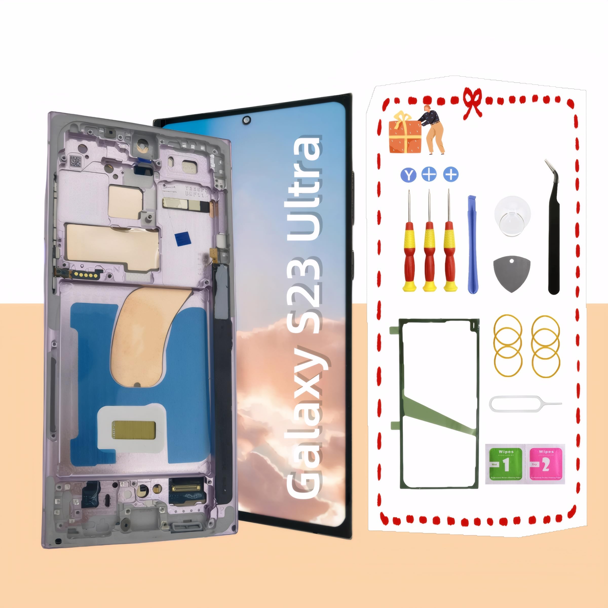 OLED for Samsung Galaxy S23 Ultra 5G LCD Screen Replacement for Samsung S23 Ultra Touch Digitizer Screen Display Assembly with Frame Toolkits S918U