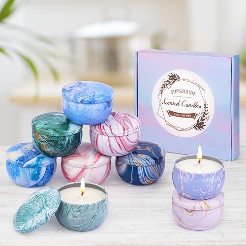 Miniatura 9 de Juego de velas perfumadas de regalo para mujeres, 9 paquetes de velas de soja para el hogar, velas de aromaterapia de combustión 180H, juego de