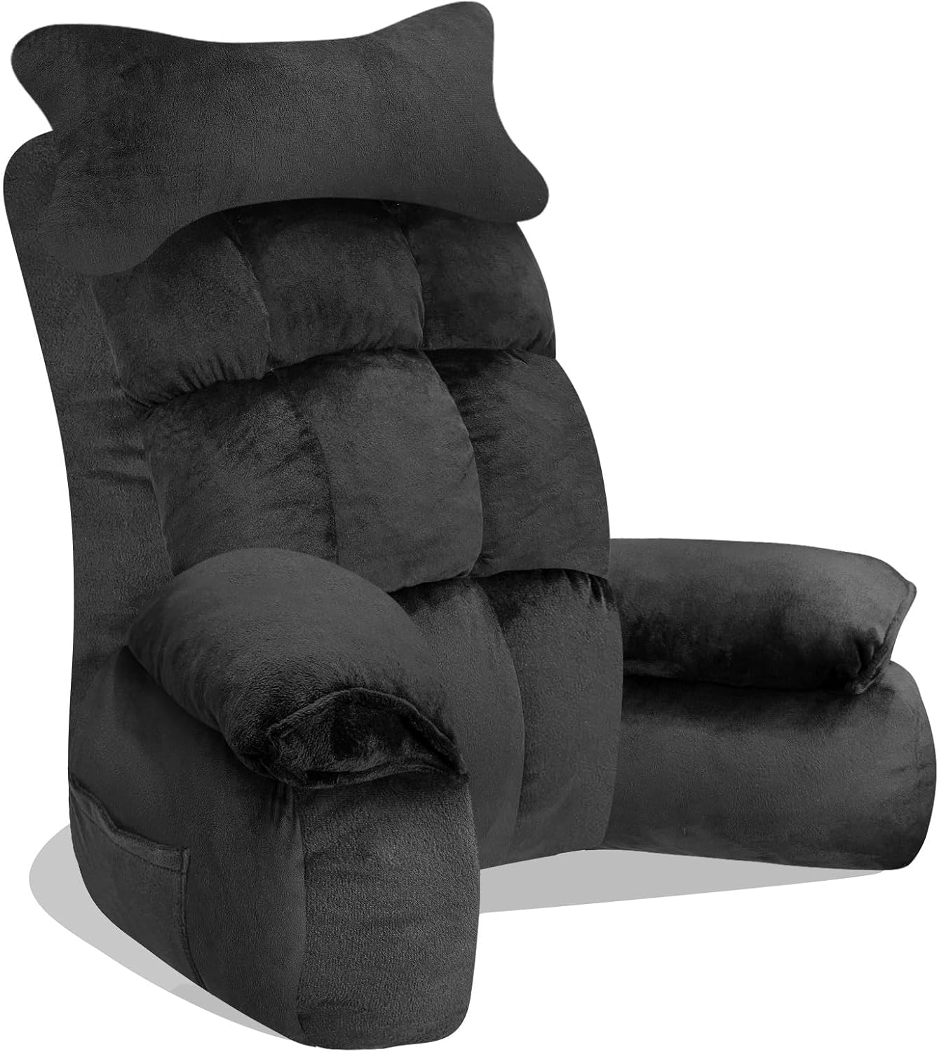 YDCEULARDOH Reading Pillow for Bed Adult – Large Bed Pillow with Arms, Supportive Back Pillow for Sitting Up in Bed for Reading, Watching TV, or Gaming Coal Black Small – 6.17 lbs (For users ? 5'4")