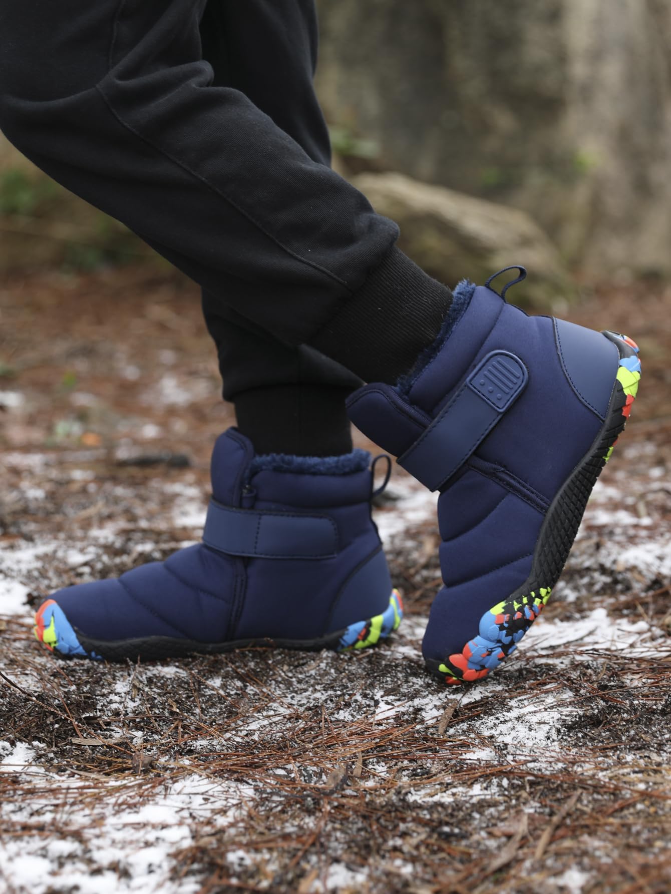 Unisex Bambini Barefoot Stivali Invernali Bambini Scarpe da Trekking Barefoot Minimaliste Ragazzi Ragazze Stivali da Neve Foderati Caldi Gr.25-36 EU