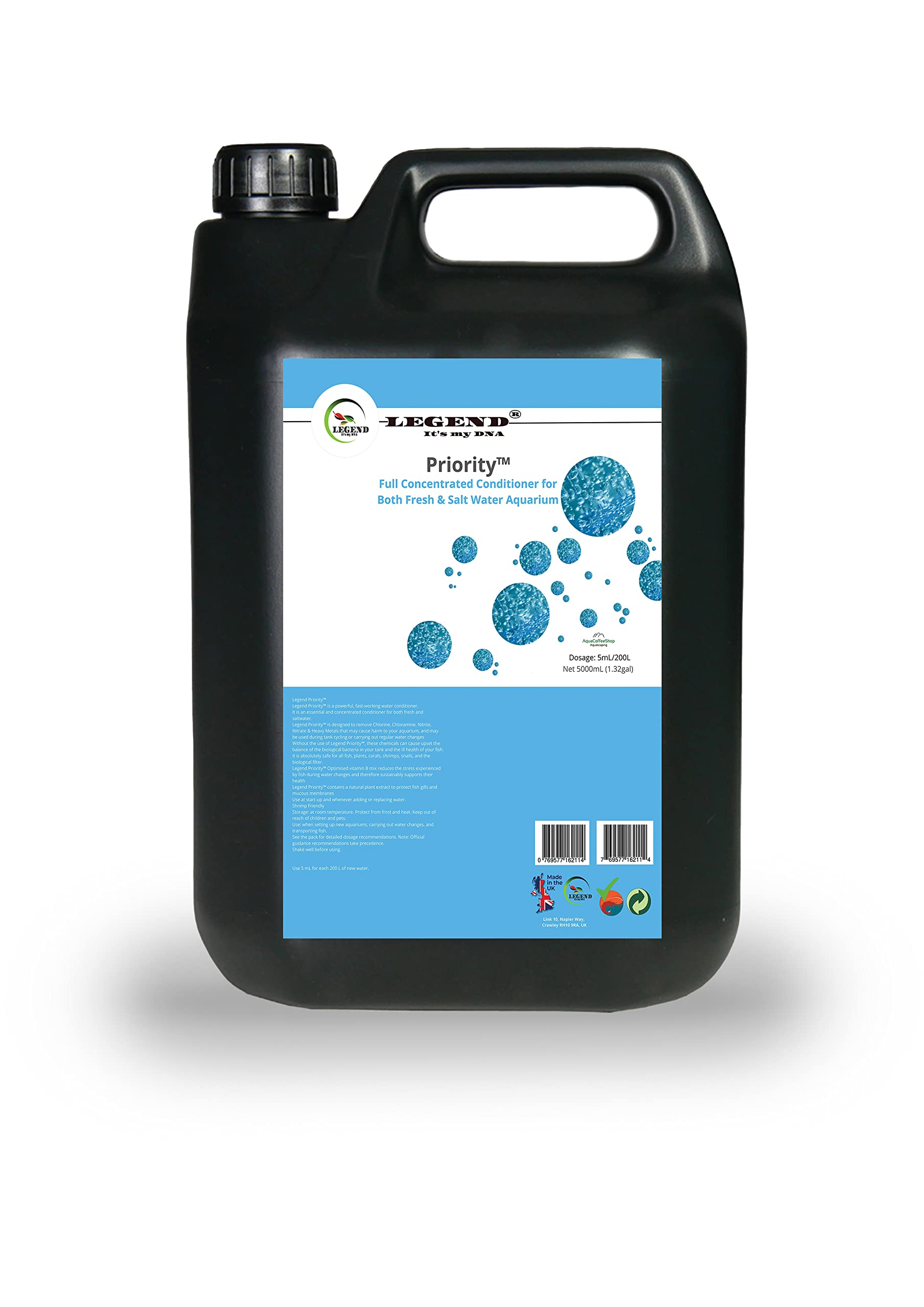 Legend Priority Après-shampoing anti-chlore pour aquarium 100 ml, 250 ml, 5000 ml, 1000 ml