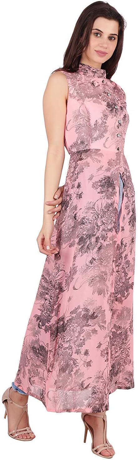 My SwagWomen's Floral Print A-line Front High Slit Maxi Dress