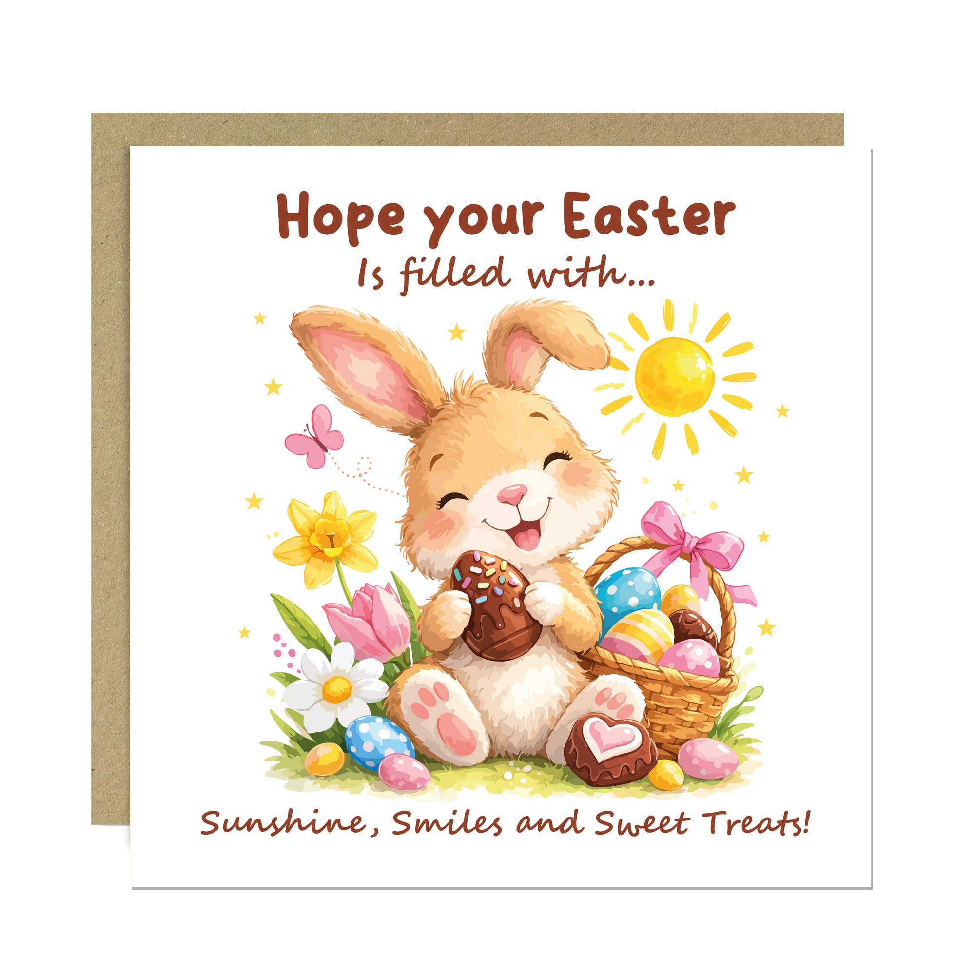 RED OCEAN Cute Easter Bunny Card for Kids Happy Easter Greeting Card Cute Bunny Design Spring Easter Card for Children Friend Family Easter Basket Card