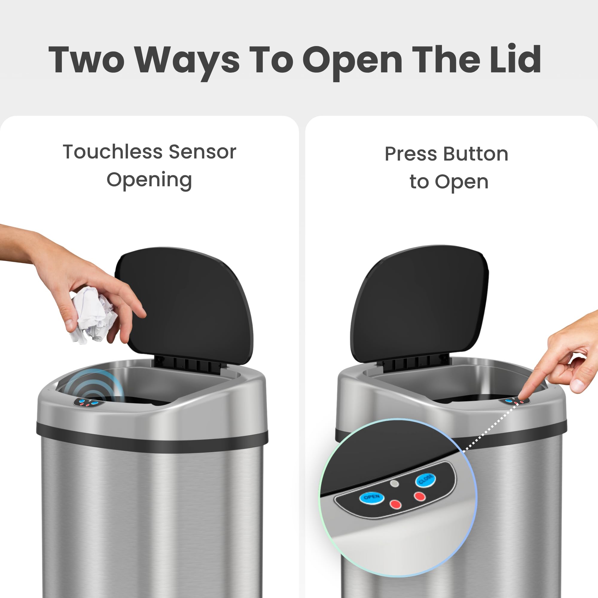 iTouchless Sensor Trash Can - Odor Control & Stainless Steel -7 iTouchless Sensor Trash Can - Odor Control & Stainless Steel -7