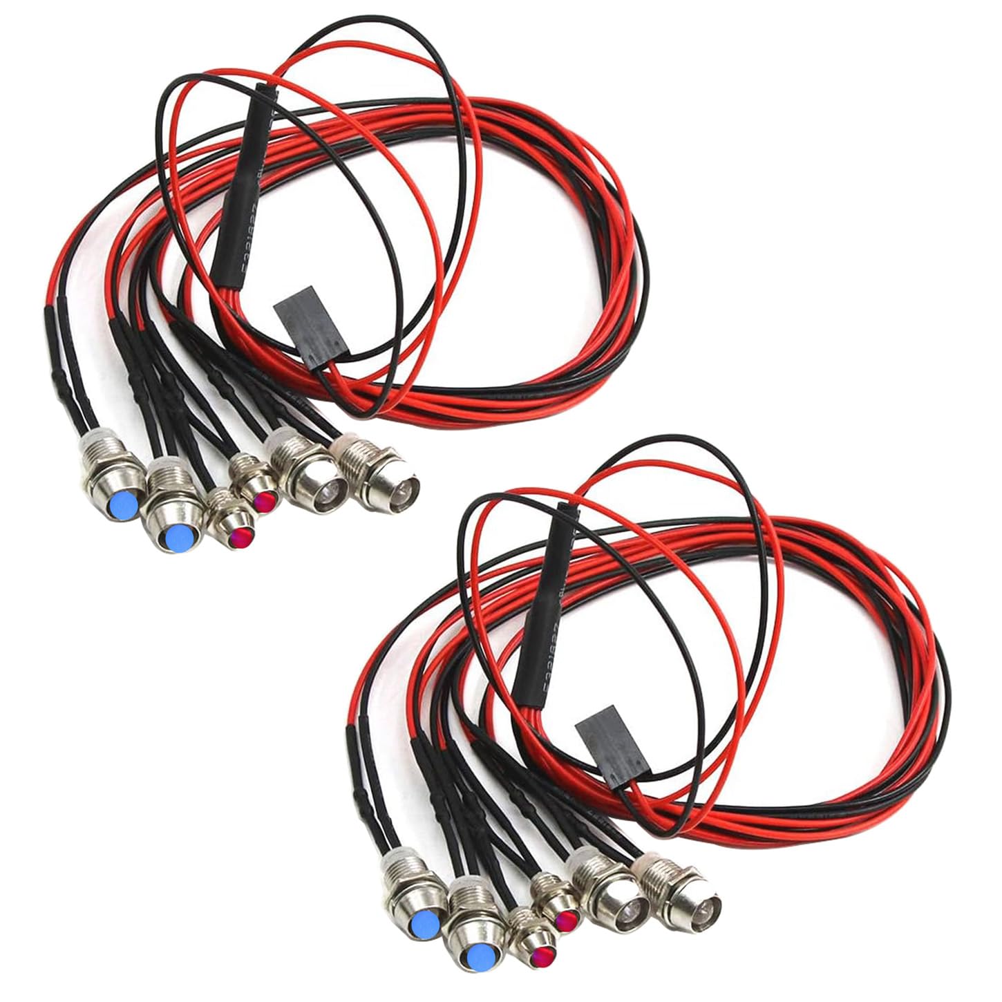 GTIWUNG 2Pack 6LED RC Car LED Light Headlights Taillight Lighting, RC Accessory 2 White 2 Red 2 Blue, for 1/8 1/10 Remote Control RC Car Truck Crawler