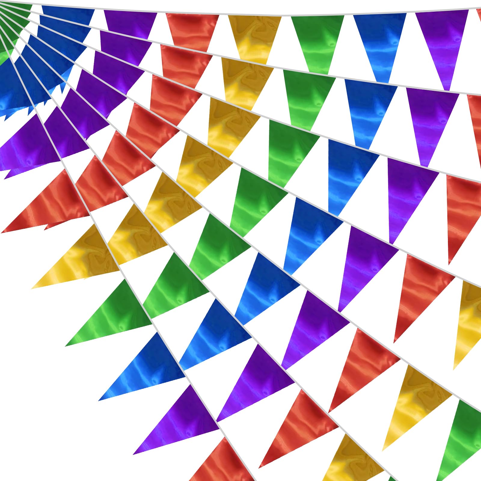 20M/65FT Colorful Triangle Pennant Banner Flag Metallic Fabric Bunting Garland for Christmas Graduation Wedding Engagement Anniversary Bachelorette Birthday Bridal Shower Valentines Hen Party Supplies