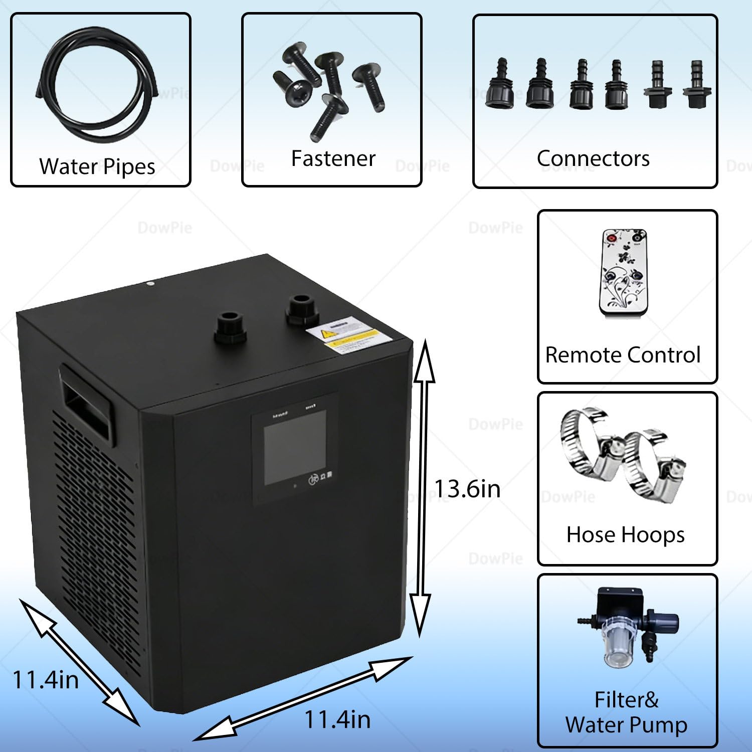 Eisbad-Kühlsystem, 1/3 PS Kaltwassersatz mit isolierten Schläuchen und Filteranlage, leise und effiziente Kühlung für den privaten und gewerblichen Einsatz Dualpump-220V