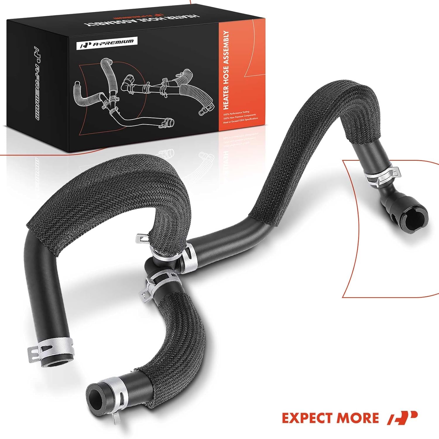 A-Premium Outlet HVAC Heater Hose Pipe Line Assembly with Clamps and Protective Sleeve Attached Compatible with Chevrolet Uplander 2005-2009 & Buick Terraza 2005-2007 & Pontiac Montana & Saturn Relay