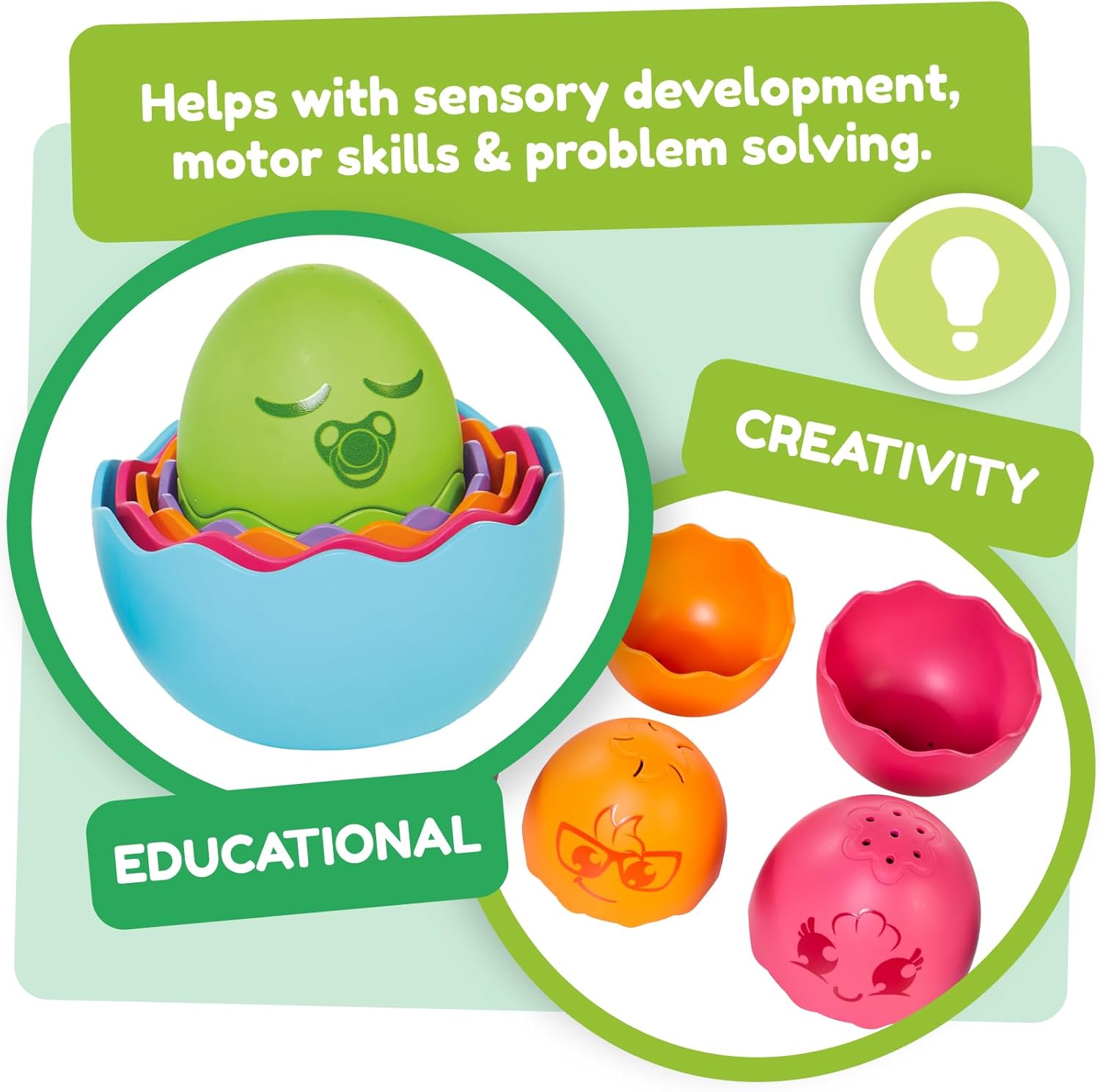 Toomies -NEW Nesting Eggs to Hide and Squeak, Multicolor, Large ([Tomy] E73564)