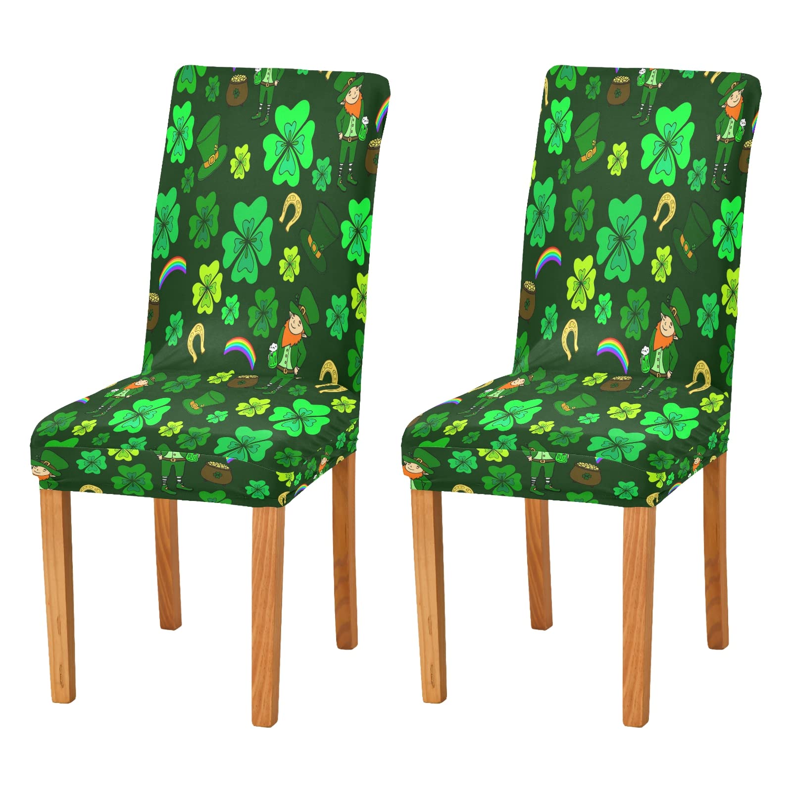 xigua Chair Covers Slipcovers for Dining Room 4PCS,St. Patrick's Day Green Leprechaun Stretchable Chair Slipcover Washable Removable for Family Gatherings, Hotels, BBQ Parties