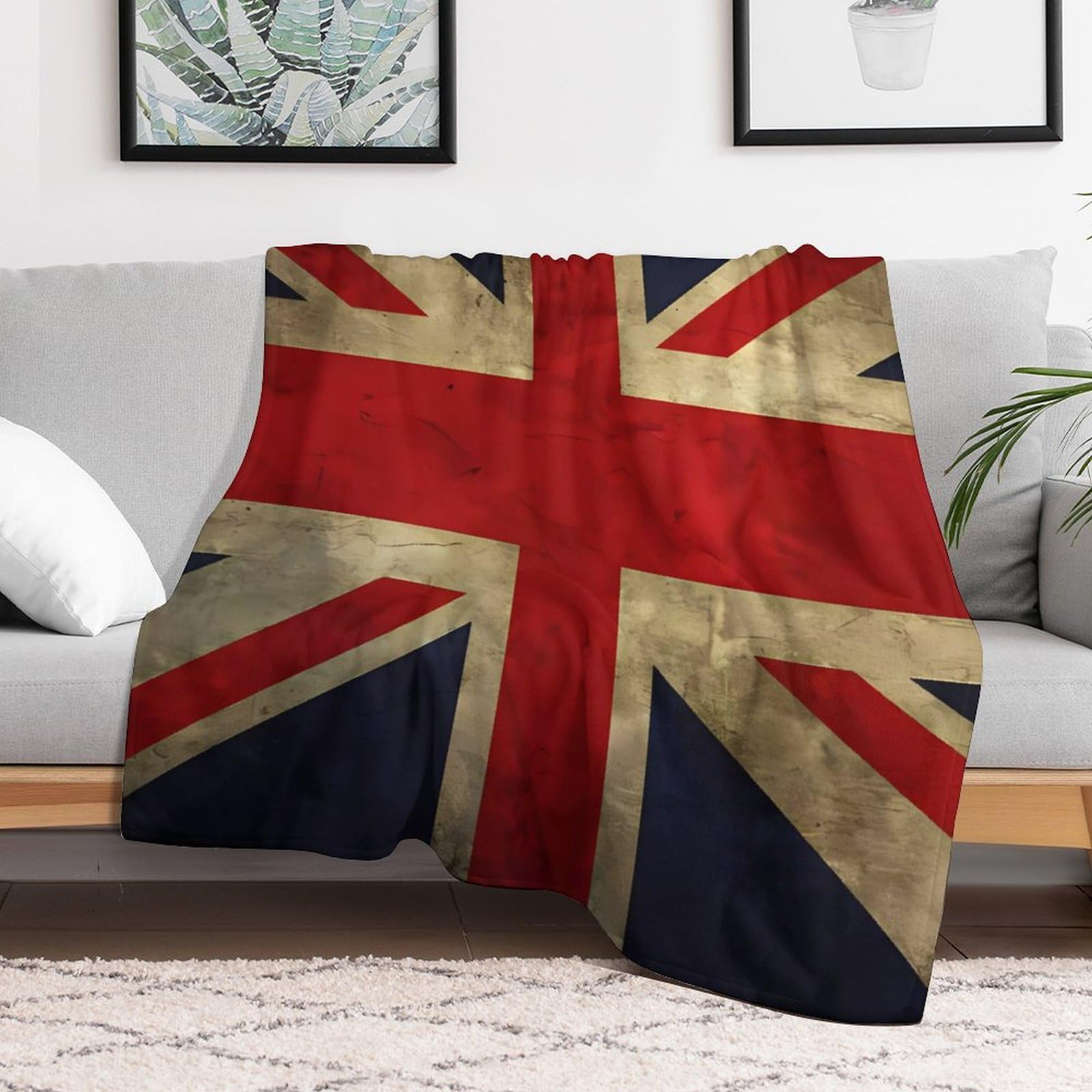 Custom British Flag Blanket Lightweight Flannel Fleece Throw for Couch Sofa Bed Luxury Soft Cozy Plush Lap Bedtime Blanket for All Seasons Bedroom Home Decor Gifts 40x50